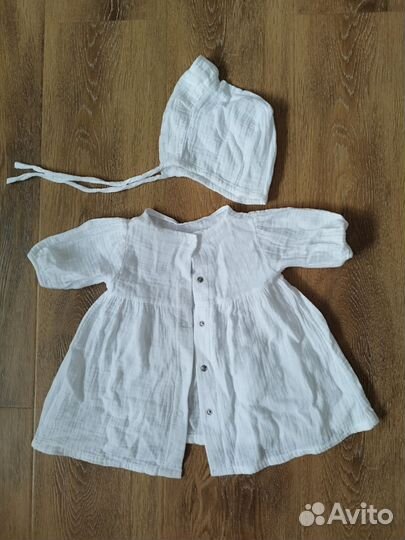 Крестильный комплект(платье и чепчик)