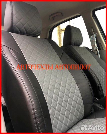 Чехлы Автопилот Suzuki SX4 из экокожи чёрно-серые