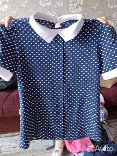 Блузка в горошек 10-12 лет 152см