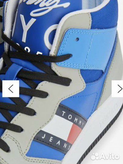 Томми Джинс Высокие кроссовки - синие