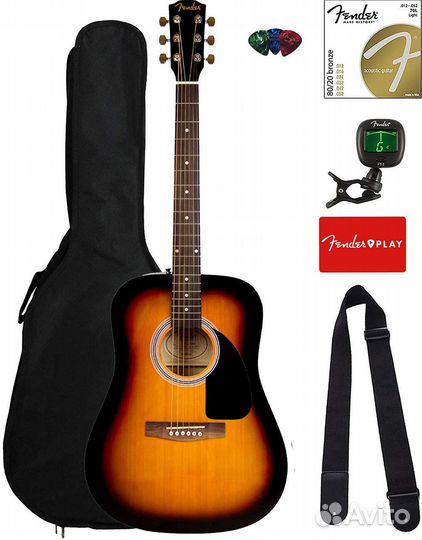 Fender FA-115 PK акустическая гитара + аксессуары