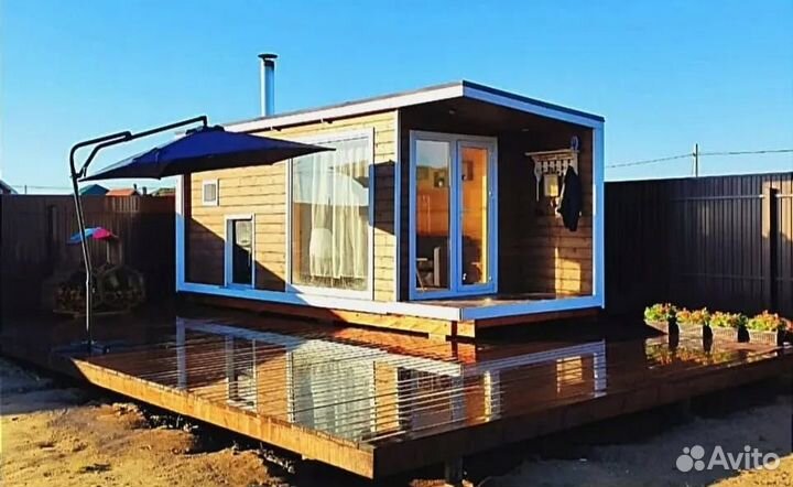 Баня с террасой модульная