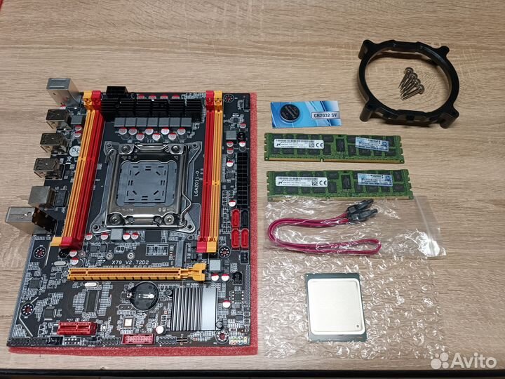 Комплект материнская плата X79 Xeon 2689 озу 32Gb