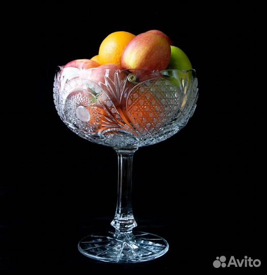 Фруктовница на ножке. Хрусталь. Большая