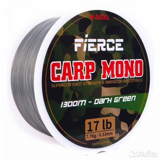 Леска kaida carp mono Green 0.30мм 1300м