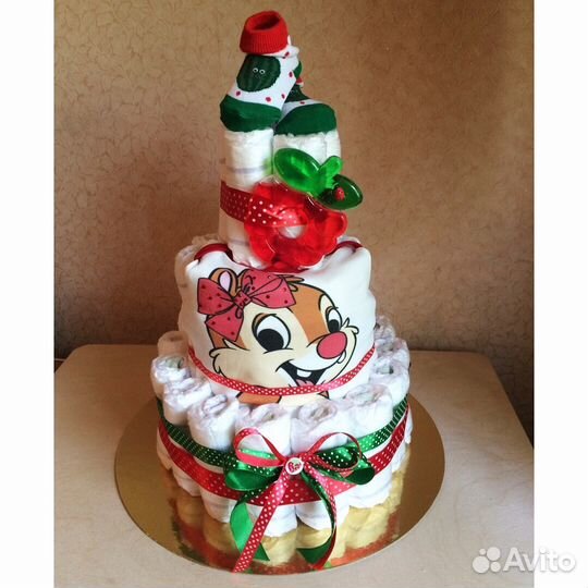 Торт из памперсов и одежды на рождение ребёнка