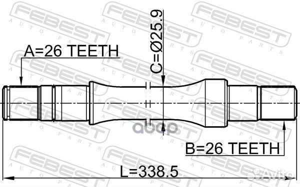 Полуось правая 26x338.5x26 0712-RH413 Febest