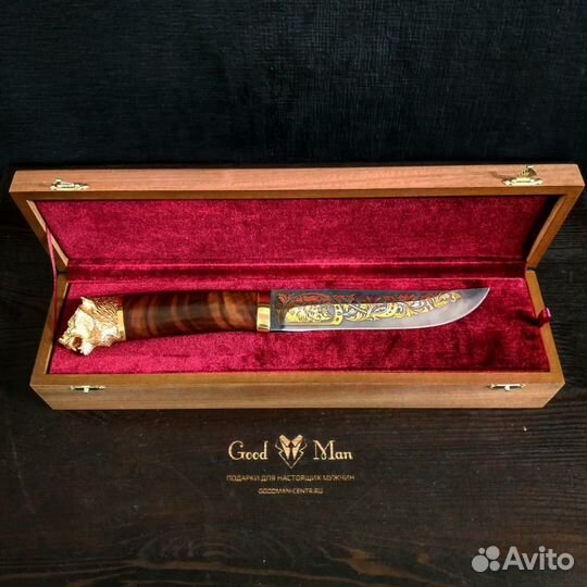 Сувенирный нож. Литье. Золото. Дамаск. Златоуст