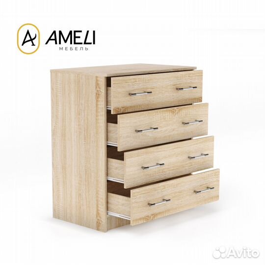 Комод 4 ящика 80х80, Дуб Сонома