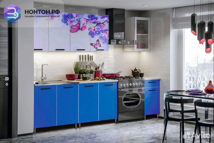 Кухня Рио-1 2.0м бабочки / синий