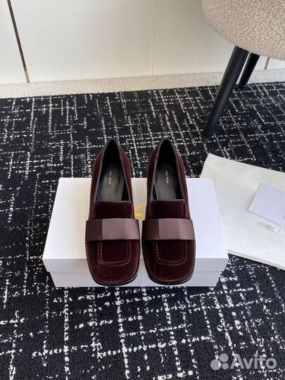 Туфли The Row бархат кожа бордовые