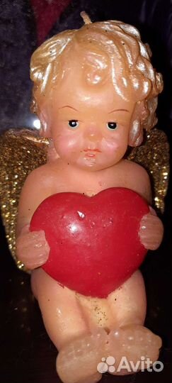 Винтажная Свеча Ангел Купидон Амур с Сердцем