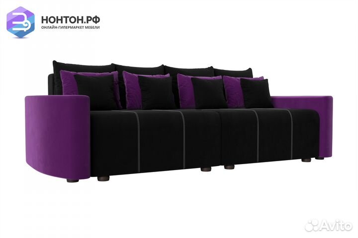 Диван еврокнижка Бристоль микровельвет черный / фи