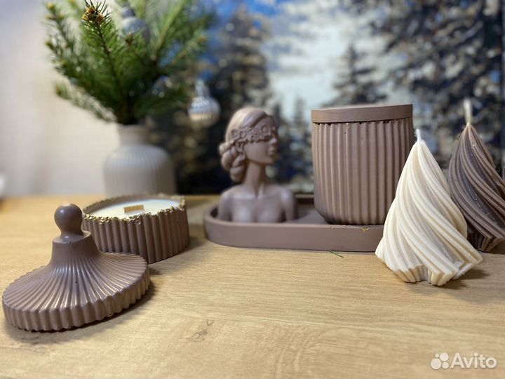 Ароматические свечи ручной работы, декор из гипса