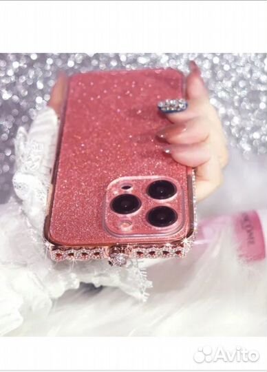 Чехол с блестками и стразами для Apple iPhone 15