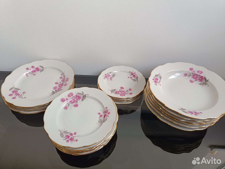 Столовый сервиз (20) Розовая ветка, Дулево СССР