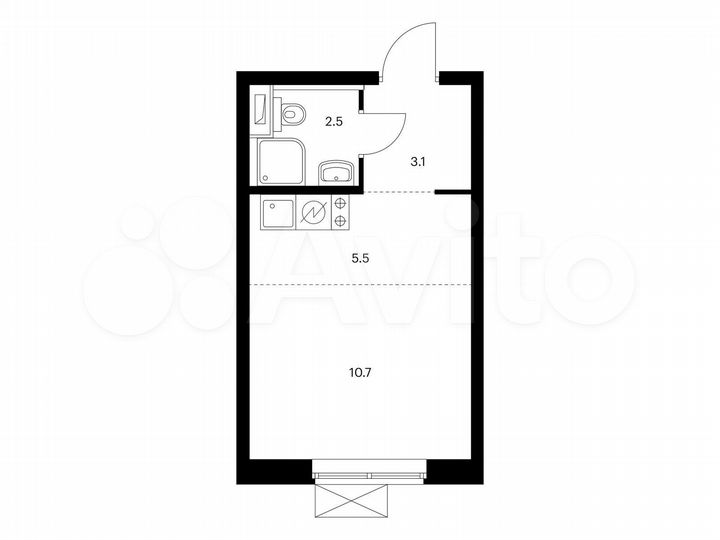 Квартира-студия, 21,8 м², 24/24 эт.