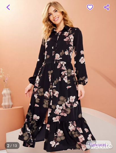 Платье-рубашка вечернее/повседневное 52