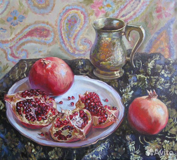 Натюрморт с гранатом, холст, масло