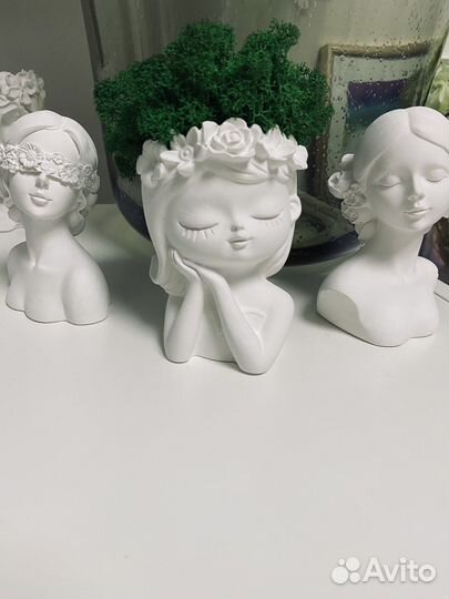 Кашпо ручной работы + мох живой