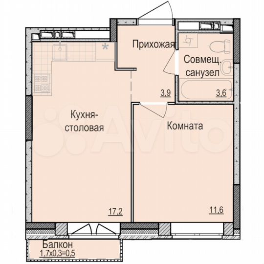 1-к. квартира, 36,3 м², 10/18 эт.