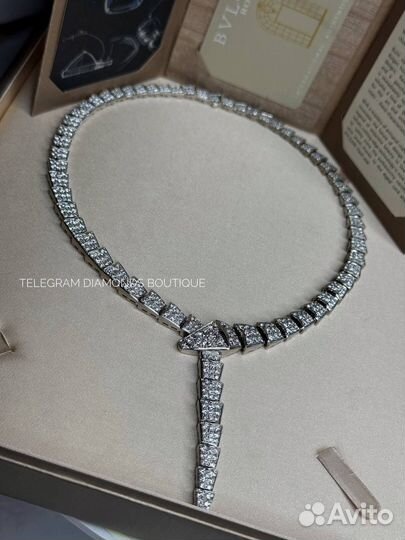 Колье bvlgari serpenti белое золото 750