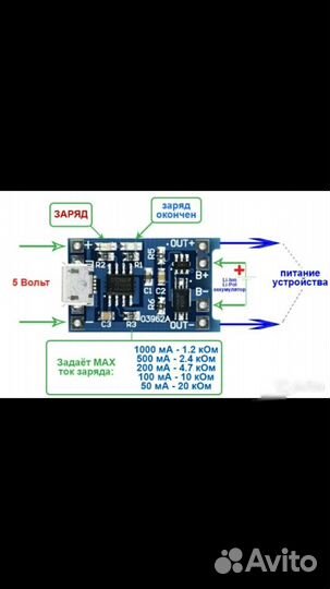 Модуль зарядки для LiIo/LiPo с защитой TP4056
