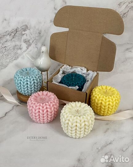 Свечи новогодние вязаный шар