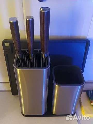 Набор: подставка для ножей+для приборов+доска