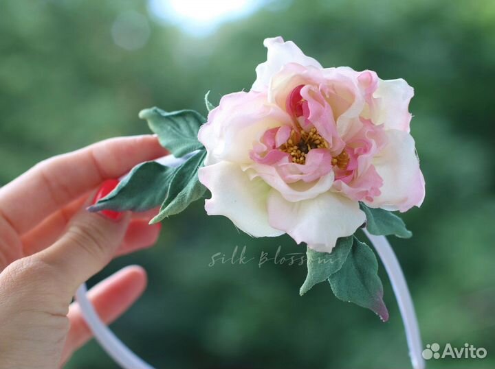 Ободок с шелковой розой