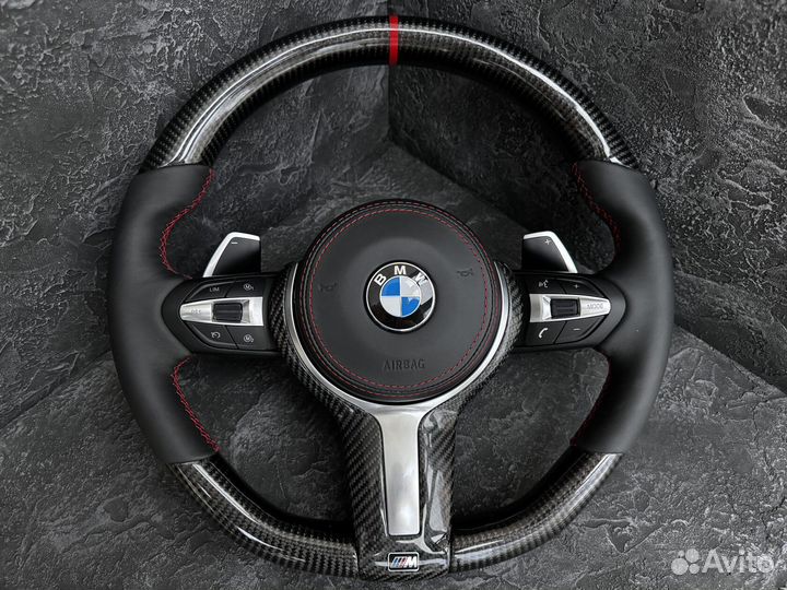 Рули BMW F серии. Строчка, подогрев, карбон Арт П137646882