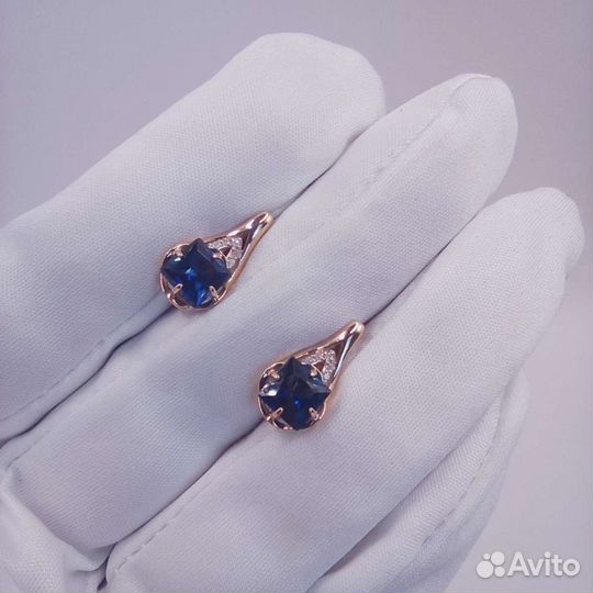 Золотые серьги с бриллиантами, 585, 2,56гр