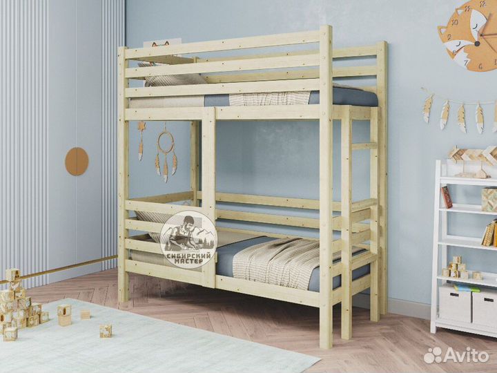 Двухъярусная кровать из дерева