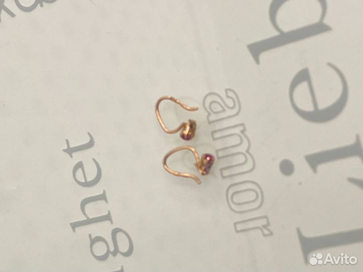 Серьги золото детские фианит