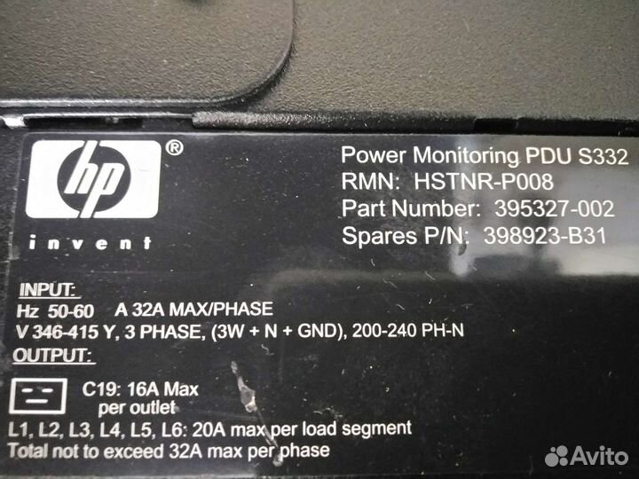 HP power monitoring PDU S332