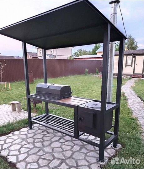 Мангал с крышей лофт