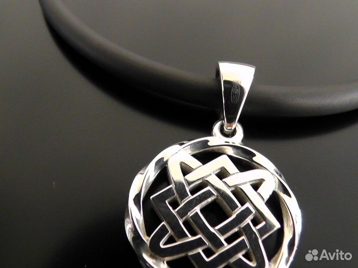 Серебряная подвеска, 925 проба на каучуковом шнуре