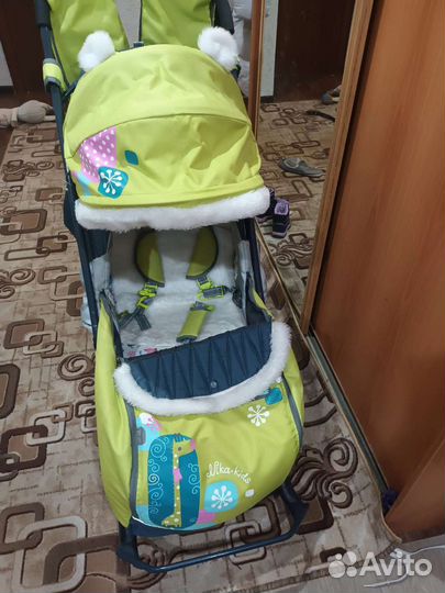 Детские санки коляска с колесами