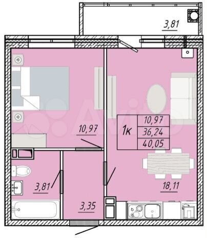 1-к. квартира, 40 м², 21/25 эт.