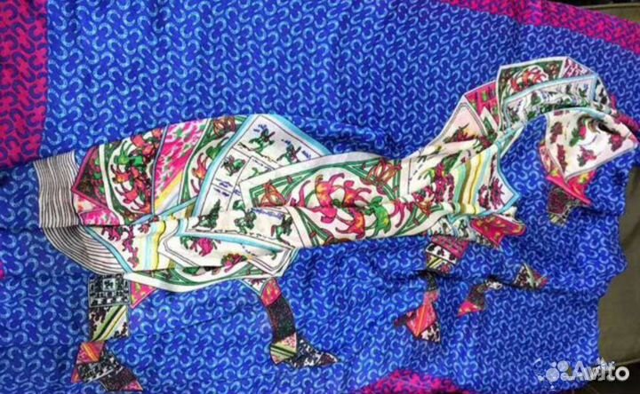 Палантин hermes 175х65 шелк италия