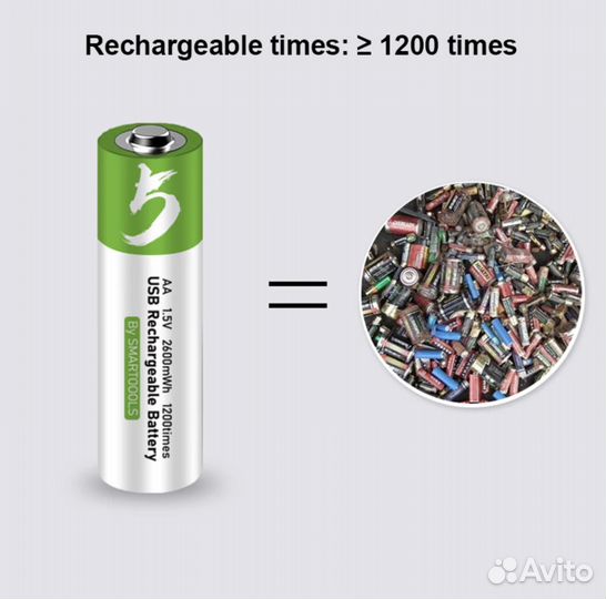 Литиевая батарея AA 1,5 в 2600 мАч с зарядным