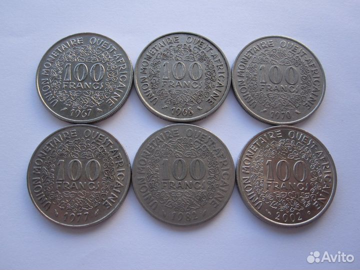 100 франков 1967-2002 Западная Африка