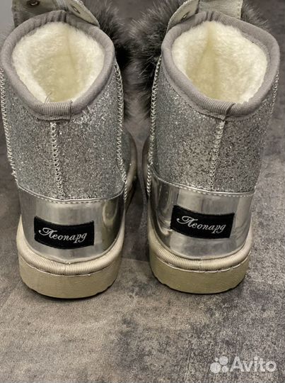 Угги детские серебристые