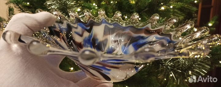 Ваза/конфетница СССР Гутное/цветное стекло