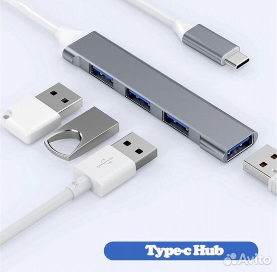 Разветвитель usb/type c 4 порта