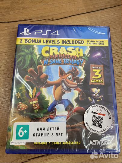 Crash Bandicoot N’sane Trilogy диск для PS4 новый