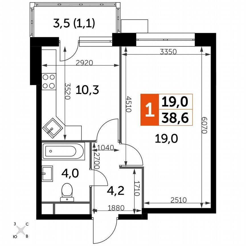 1-к. квартира, 38,6 м², 19/19 эт.