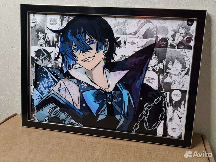 Картина акрилом по стеклу аниме 