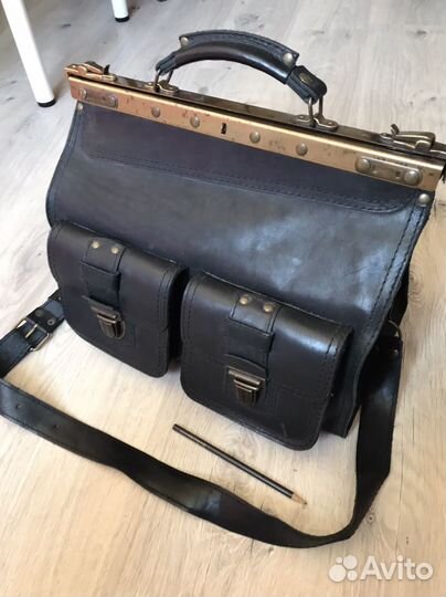 Мужская кожаная сумка портфель саквояж