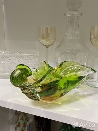 Ваза конфетница СССР цветное стекло